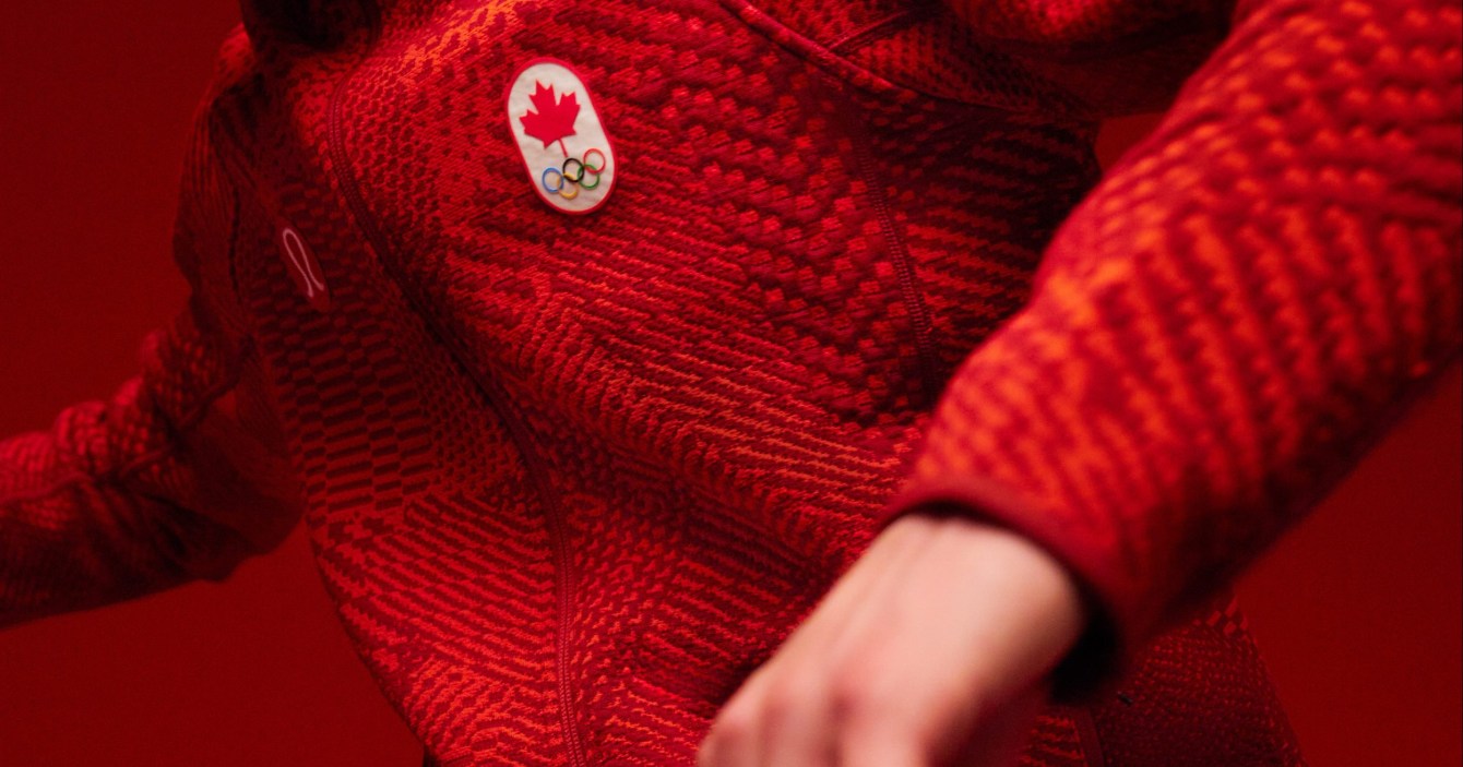 Close up of knit pattern in a red sweater