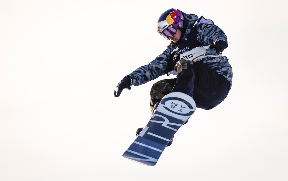 Canada's Sebastien Toutant competes during the men's World Cup slopestyle snowboard final in Calgary, Alta., Saturday, Jan. 1, 2022. THE CANADIAN PRESS/Jeff McIntosh