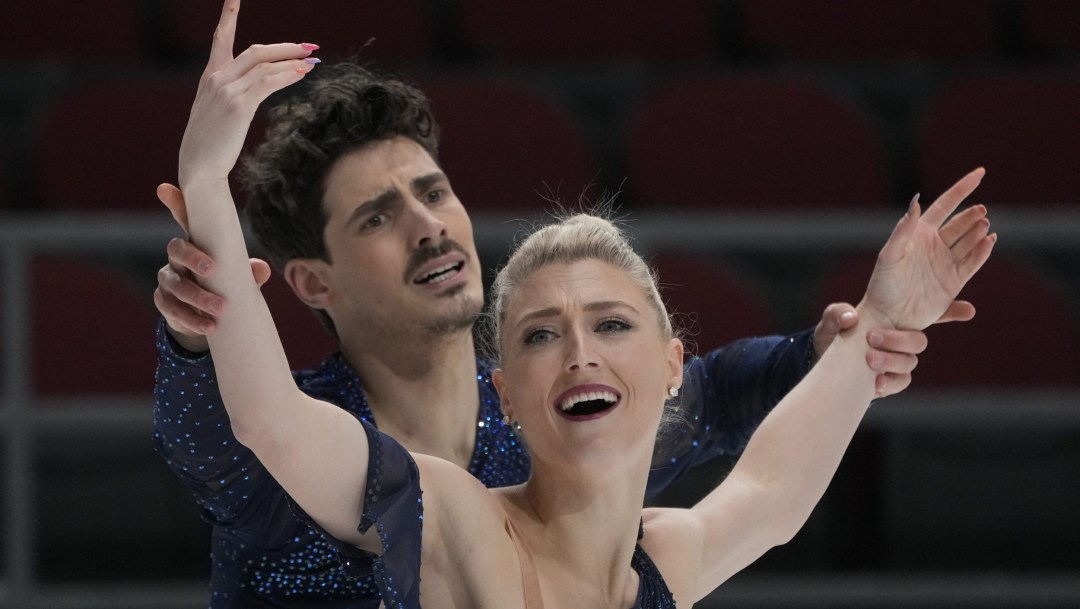 Piper Gilles and Paul Poirier close up of faces during free skate