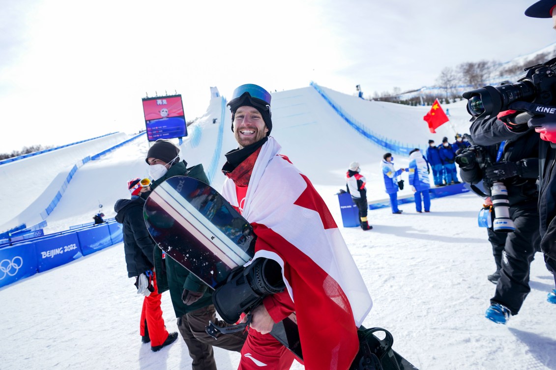 Max Parrot smiles after winning gold