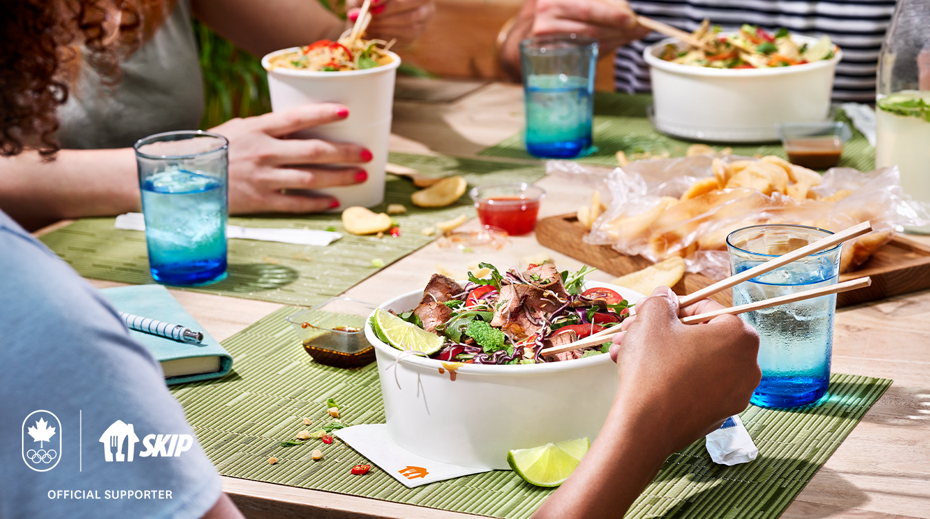 People eating food at a table