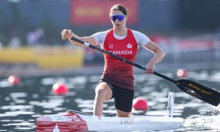 Katie Vincent during a canoe race.