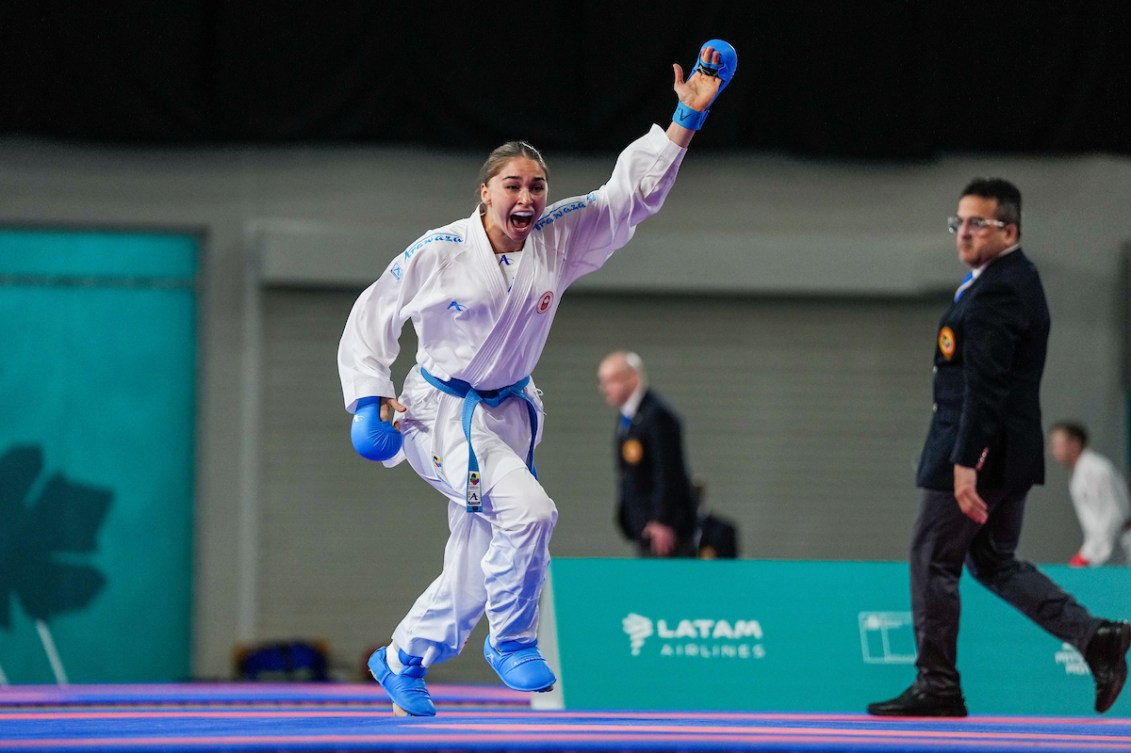 A Team Canada athlete competes in karate.