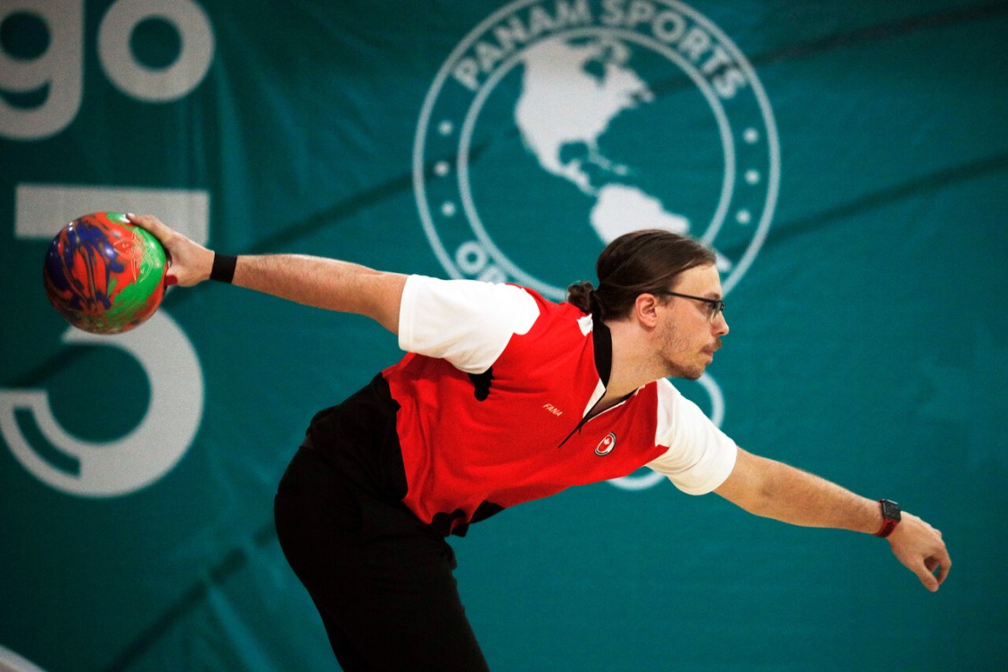 Mitch Hupé Team Canada bowls at the Pan Am Games