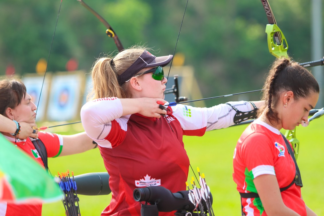 Canadian Amelia Gagne competes in an archery competition.