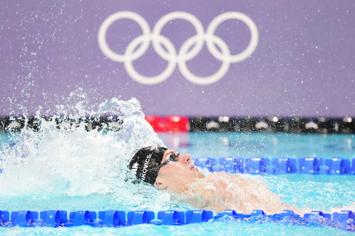 Tristan Jankovics swims in the 400m individual medley