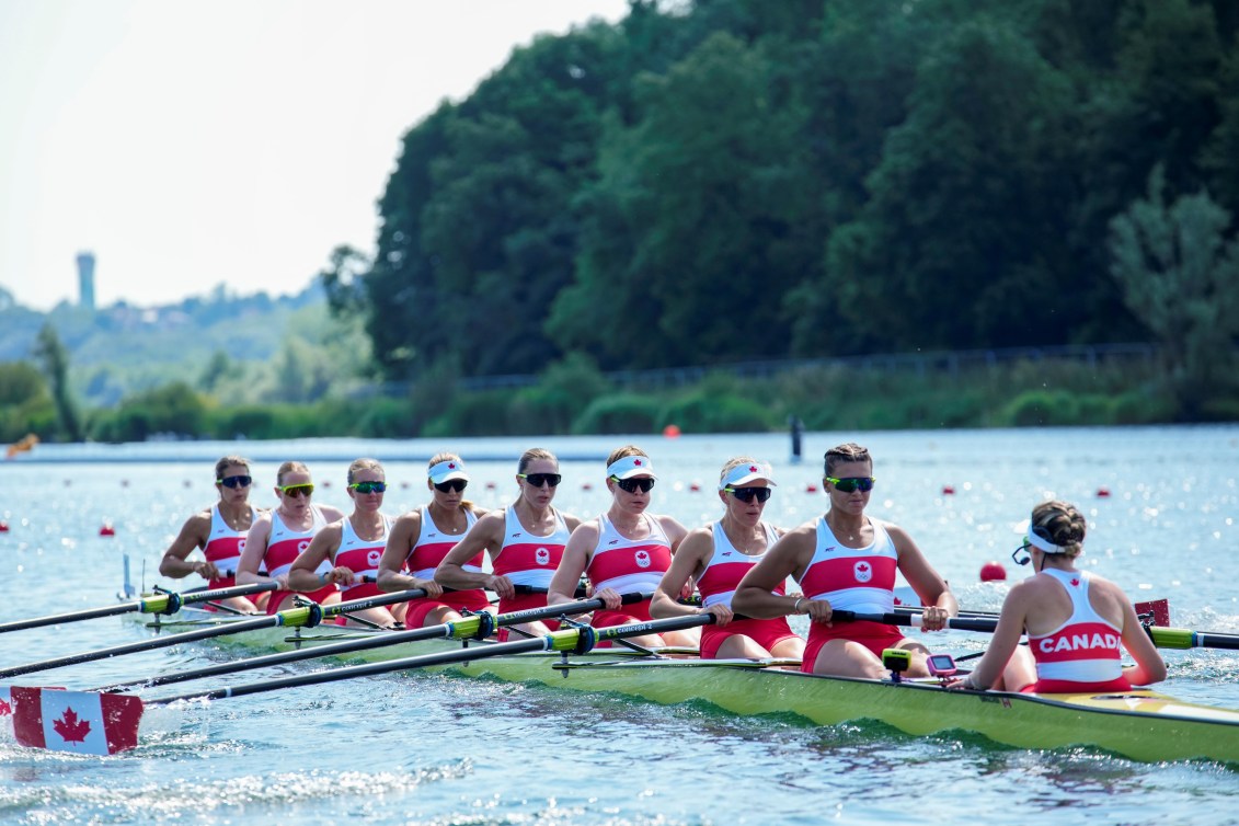 Team Canada women's eight in their boat