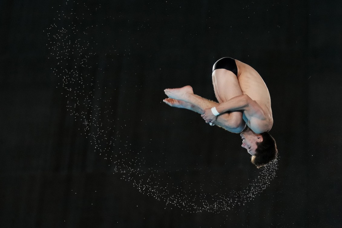 Nathan Zsombor-Murray completes a flip in the air