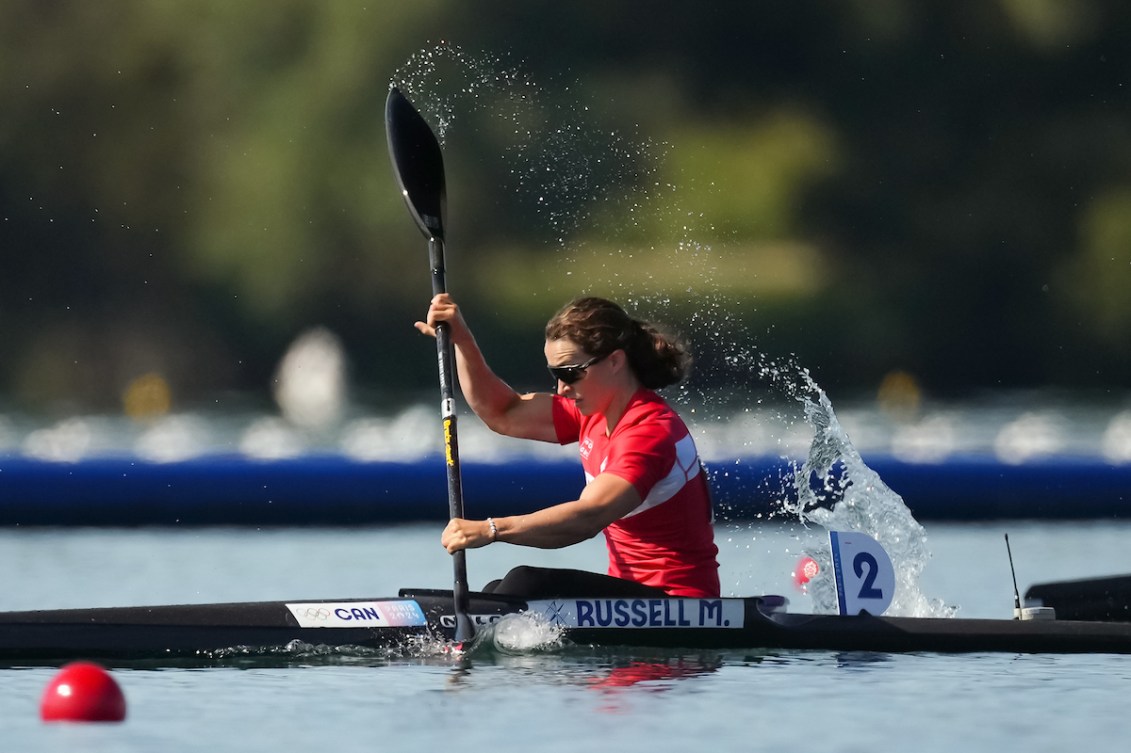 Michelle Russell paddles her kayak 