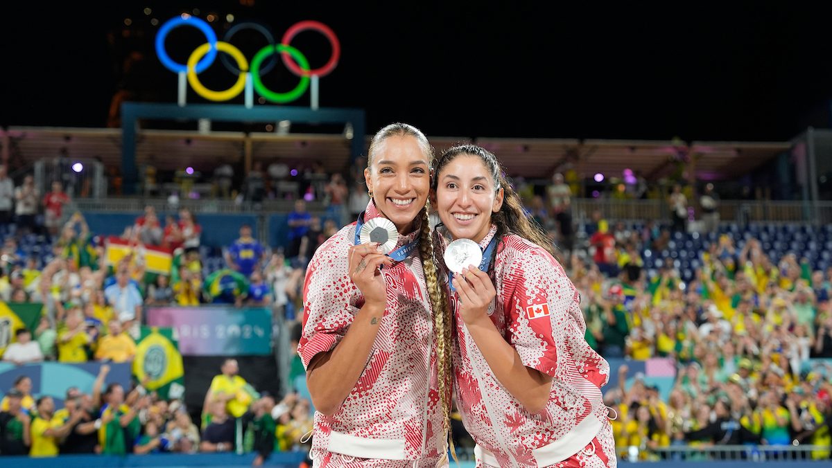 Melissa Humana-Paredes and Brandie Wilkerson show off their silver medals