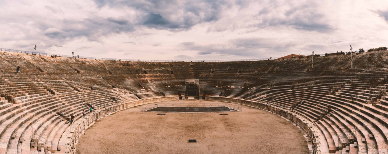 The interior of the Verona Olympic Stadium, an ancient roman stadium