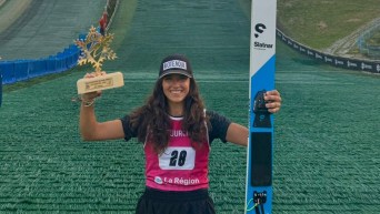 her first career podium on the Summer Grand Prix circuit.