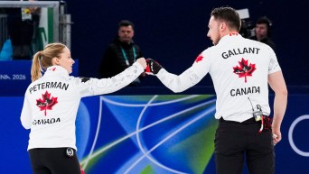 Jocelyn Peterman and Brett Gallant celebrating