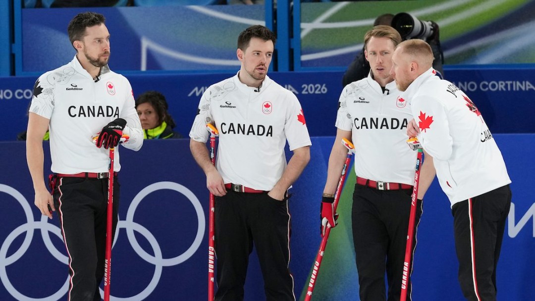 Team Canada’s Tyler Tardi competes against team Norway in preliminary round men’s curling