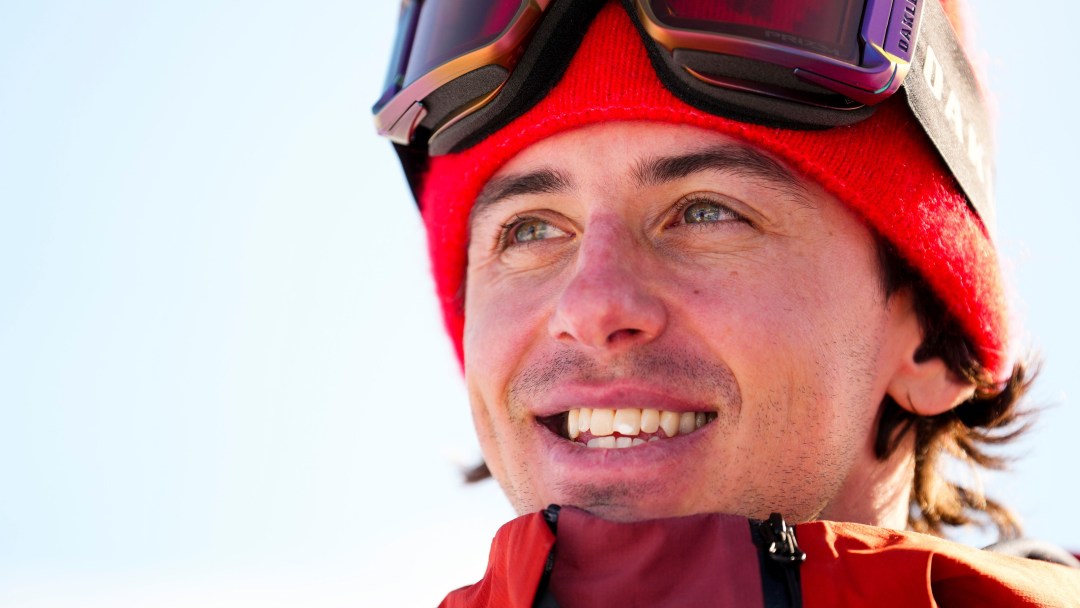 Mark McMorris talks to reporters following men's snowboard slopestyle practice