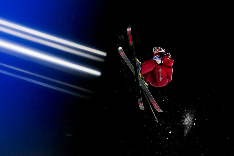 Megan Oldham warms up before competing in Big Air Qualifiers