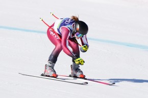 Team Canada's Valerie Grenier competes in alpine skiing women's downhill