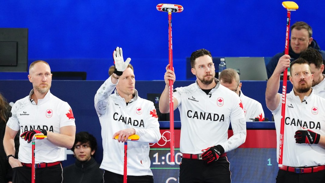 Team Canada, from left to right, skip Brad Jacobs, Marc Kennedy, Brett Gallant, and Ben Hebert