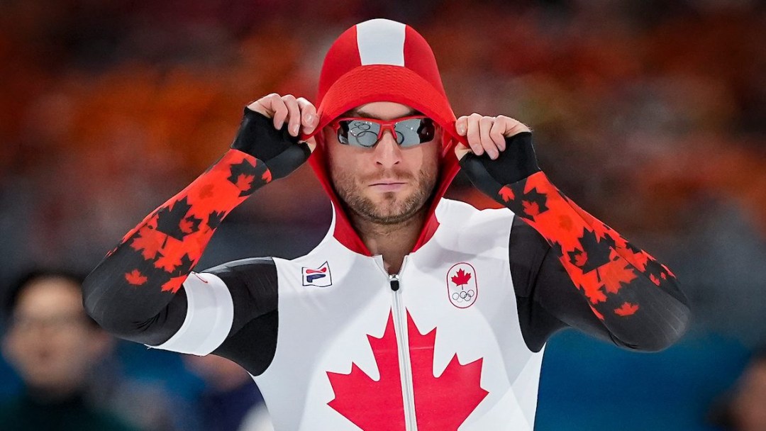 Team Canada's Laurent Dubreuil competes in the speed skating men's 1000m