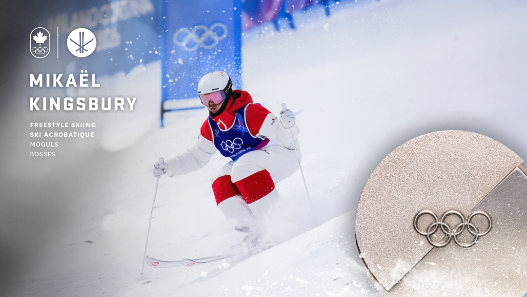 Freestyle skiier Mikael Kingsbury on the hill competing