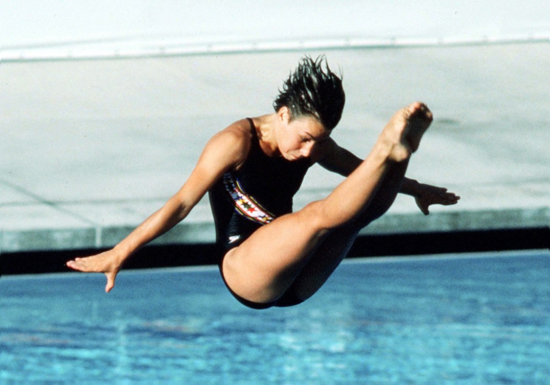 Sylvie Bernier lors des Jeux olympiques de 1984 à Los Angeles, aux États-Unis. (CP Photo/ COC/ Ted Grant) 