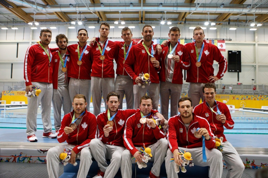 L'équipe de poloïstes canadiens aux Jeux panaméricains de 2015 à Toronto. Photo par Michael P. Hall