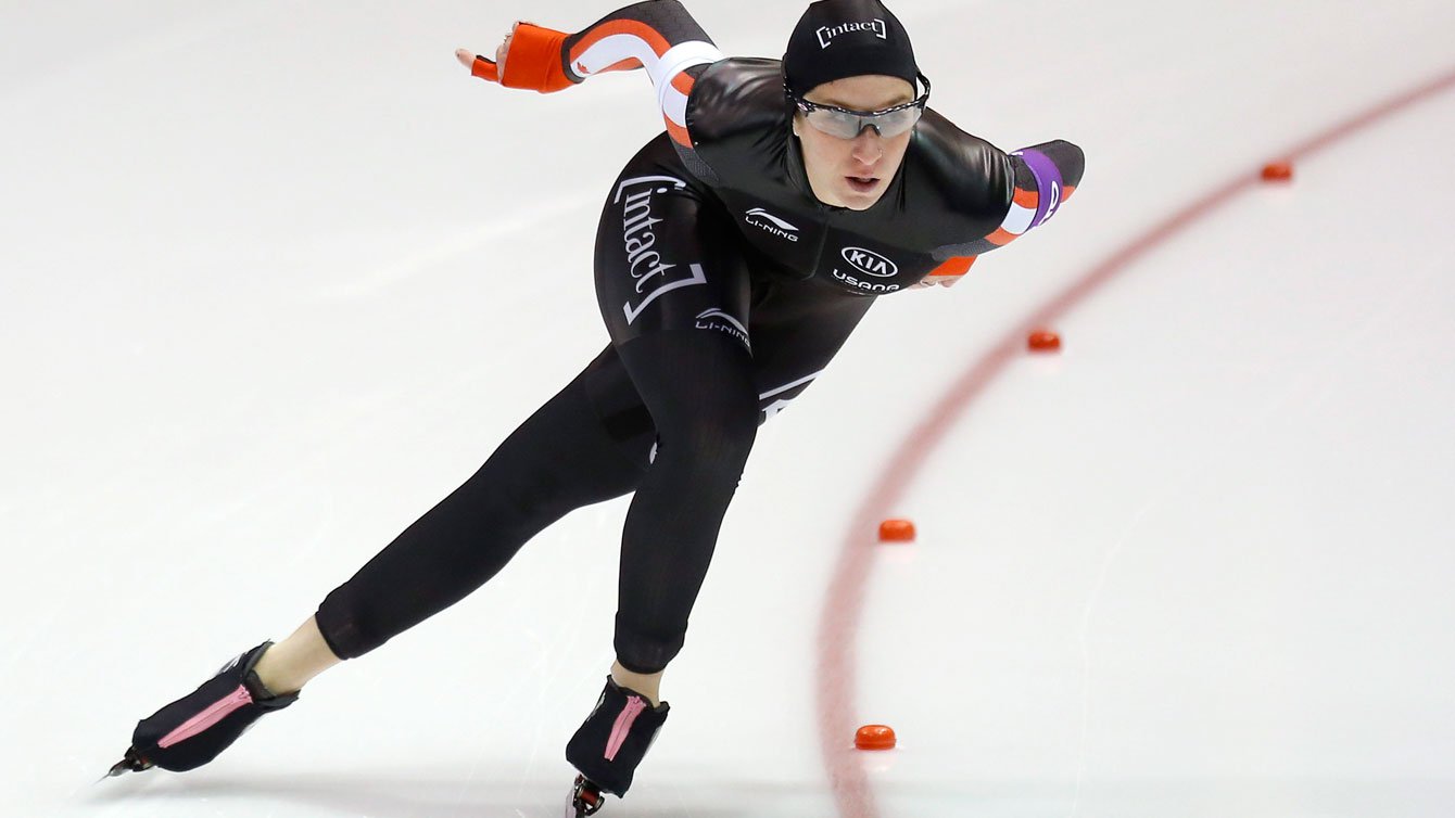 Ivanie Blondin lors du 3 000 m à Heerenveen, aux Pays-Bas, le 11 décembre 2015.