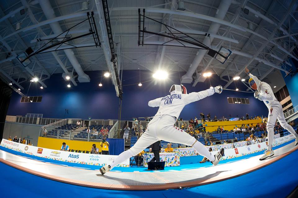 Maxime Brinck-Croteau aux Jeux panaméricains de 2015 à Toronto. (Photo : Escrime Canada via facebook)