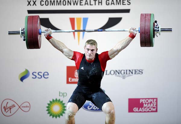 Pascal Plamondon of Canada competes to win the bronze medal Pascal Plamondon aux Jeux du Commonwealth à Glasgow, le 28 juillet 2014. (AFP PHOTO //ANDY BUCHANAN)
