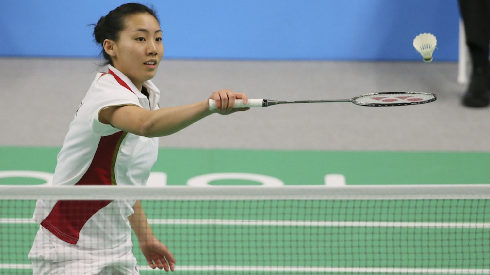 Michelle Li of Markham, Ont. was the gold medalist in badminton finals play at the PanAmerican Games in Markham, Ont., Thursday, July 16, 2015. Photo by Mike Ridewood/COC