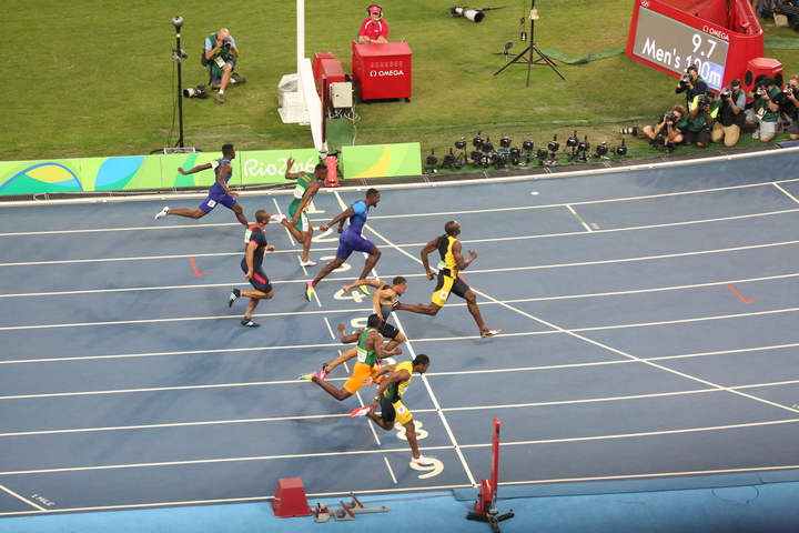 Andre de Grasse en bronze à l'épreuve du 100 m lors des Jeux olympiques de 2016, à Rio. Photo : COC