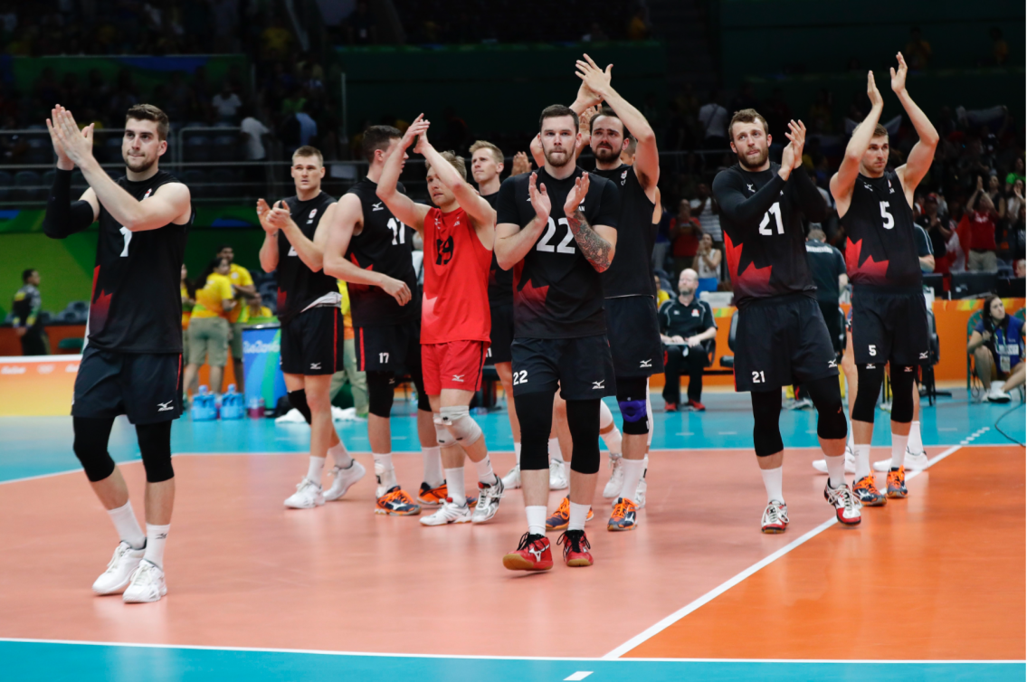 Le Canada remerciant les fans après leur élimination en quart de finale des Jeux de Rio 2016, le 17 aout 2016