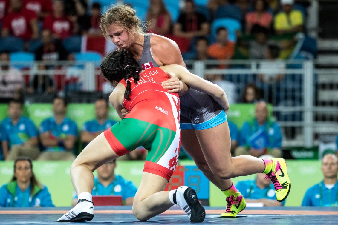 Erica Wiebe lors de son match de demi-finale aux Jeux olympiques de Rio, le 18 août 2016.