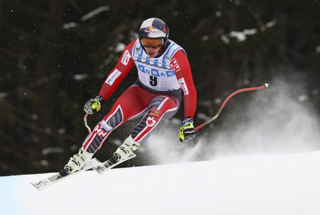 Erik Guay in the super-G event at the Kvitfjell World Cup on 25 February 2017. (AP Photo / Alessandro Trovati)