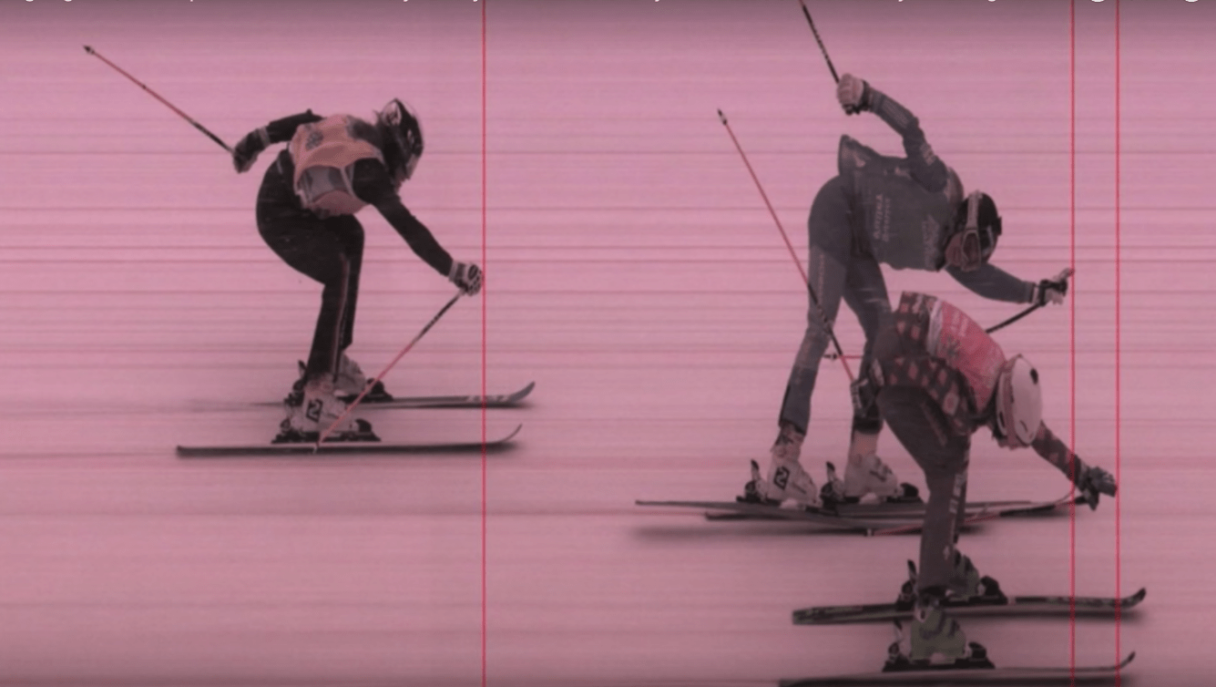 La finale de samedi a nécessité la photofinish pour déterminé qui de Marielle Thompson (en avant plan) ou Sandra Naeslund remporterait la victoire. (Photo : FIS)