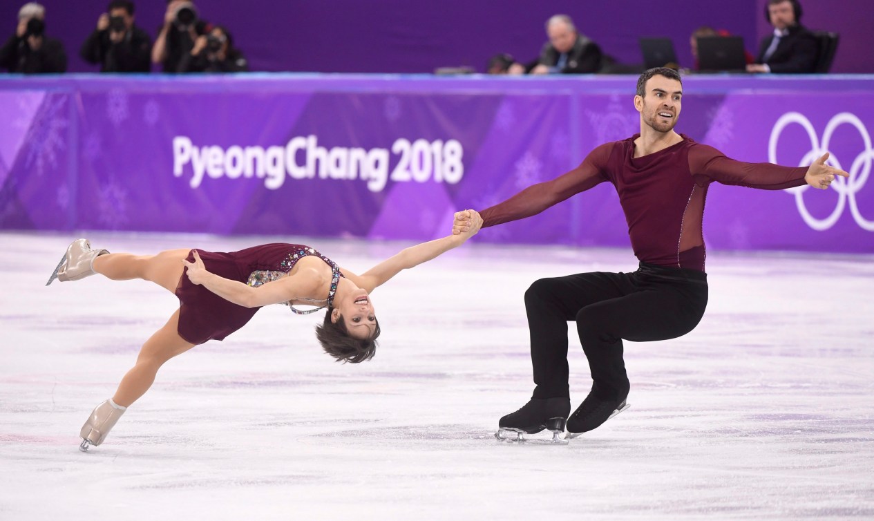 Meagan Duhamel et Eric Radford aux Jeux olympiques de PyeongChang.