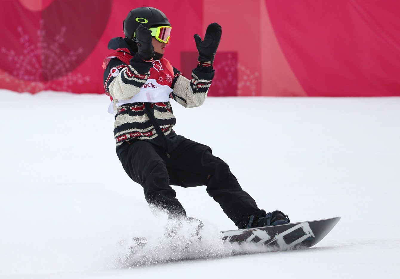 Le planchiste Sébastien Toutant d'Équipe Canada remporte la médaille d'or de l'épreuve big air des Jeux olympiques de PyeongChang, en Corée du Sud, le 24 février 2018. (Photo : Vaughn Ridley/COC)