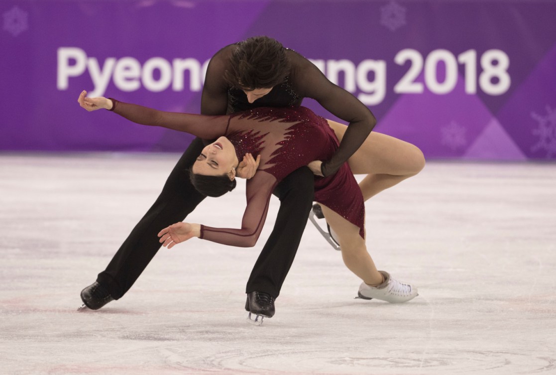 Les Canadiens Scott Moir et Tessa Virtue en action lors du programme libre de danse sur glace et visant la médaille d’or olympique lors des Jeux olympiques d’hiver de PyeongChang 2018 en Corée, le mardi 20 février 2018. THE CANADIAN PRESS/HO – COC – Jason Ransom