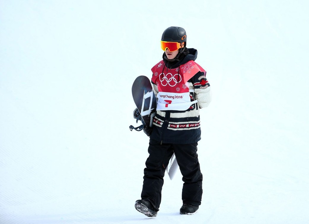 Le Canadien Sébastien Toutant remporte l’or en finale du big air hommes au Centre de saut à ski d’Alpensia lors des Jeux olympiques d’hiver de PyeongChang 2018 en Corée du Sud le 24 février 2018. (Photo : Vaughn Ridley/COC)