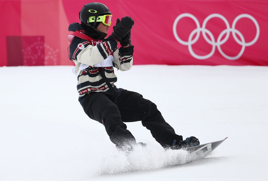 Le Canadien Sébastien Toutant remporte l’or en finale du big air hommes au Centre de saut à ski d’Alpensia lors des Jeux olympiques d’hiver de PyeongChang 2018 en Corée du Sud le 24 février 2018. (Photo : Vaughn Ridley/COC)