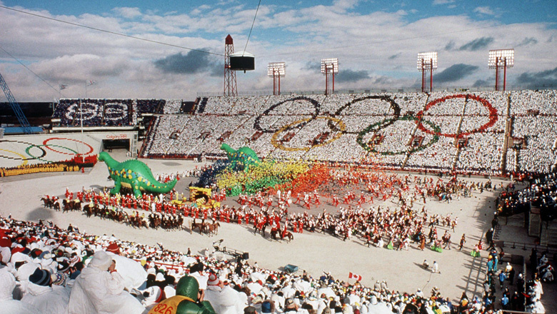 La cérémonie d'ouverture des Jeux de Calgary.