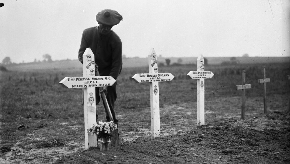 Le site d'enterrement de l'olympien Percival Molson, qui a été tué en action près de Vimy pendant la Première Guerre mondiale.